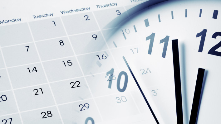 Clock face and calendar composite