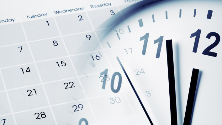 Clock face and calendar composite