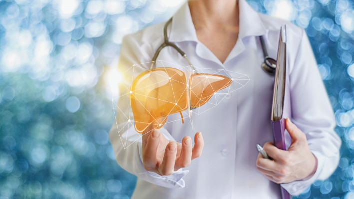 Doctor and liver illustration