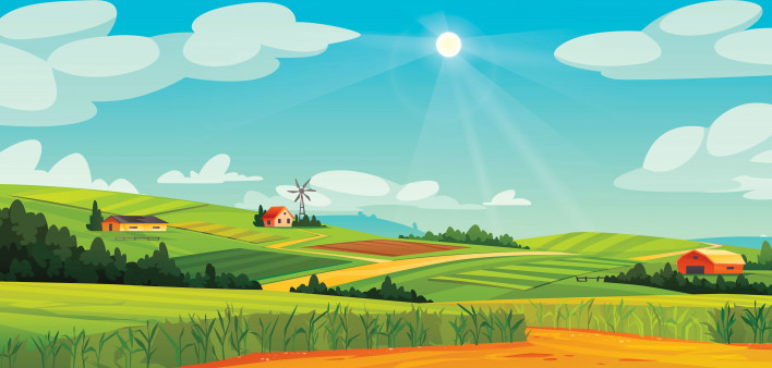 illustration rural landscape farm land