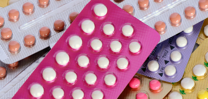 Colorful oral contraceptive pills