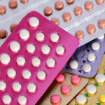 Colorful oral contraceptive pills