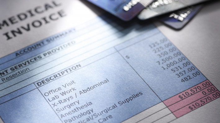 Paying Medical Bills - Stock image Credit Card, Financial Bill, Healthcare And Medicine, Finance, Industry