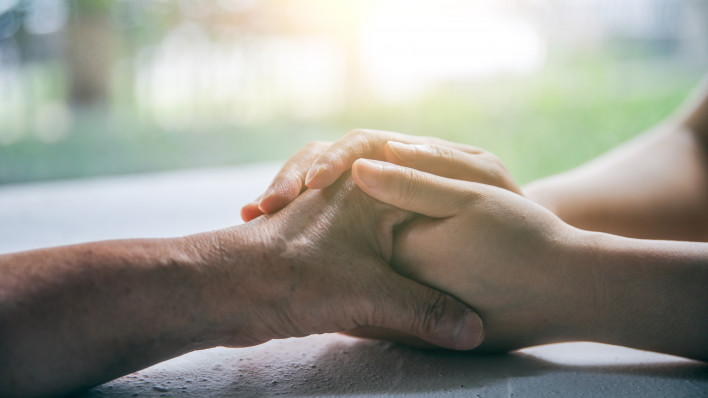 I'm always here love you,support you - Stock image China - East Asia, Adult, Affectionate, Cancer - Illness, Holding Hands