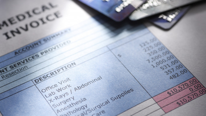 Paying Medical Bills - Stock image Credit Card, Financial Bill, Healthcare And Medicine, Finance, Industry