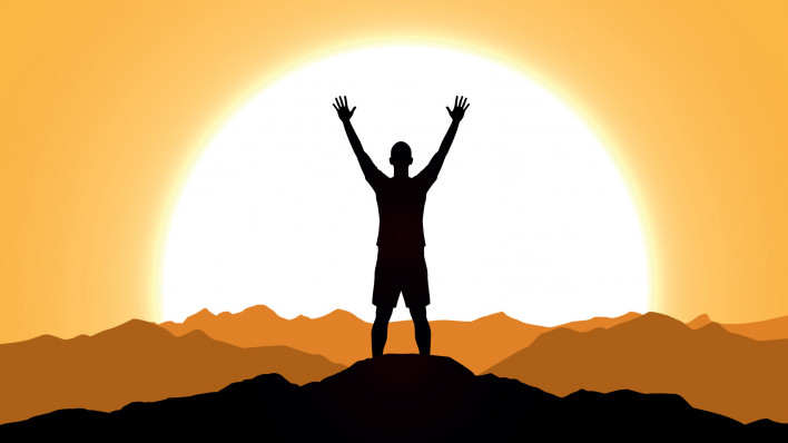 illustration man sunrise sunset sihlouette