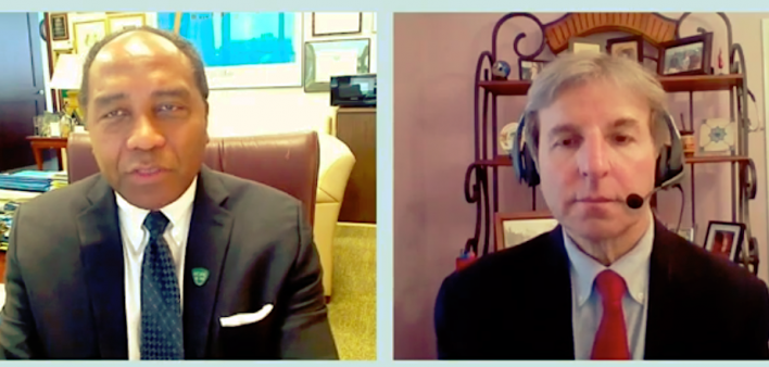 From left: Griffin P. Rodgers, MD, MACP, and William Cefalu, MD, discuss how to manage or prevent diabetes.