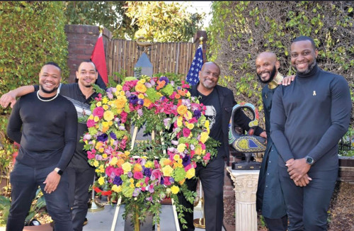 In The Meantime Men’s Group and the Black AIDS Monument Planning Committee laid a wreath at the site of the Black AIDS Monument in Los Angeles