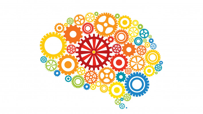 illustration of cogs shaped into brain