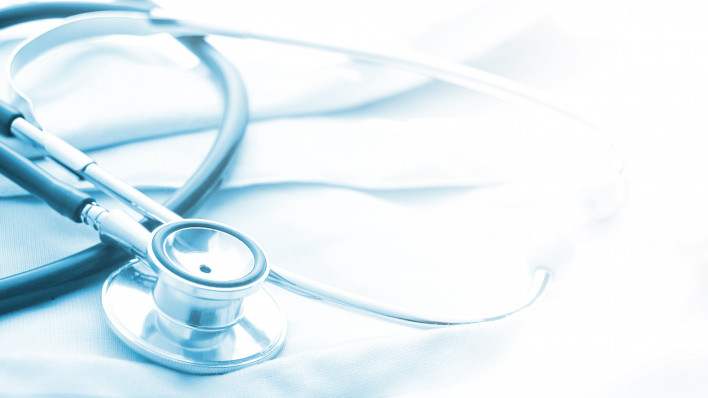 Blue stethoscope isolate on white background