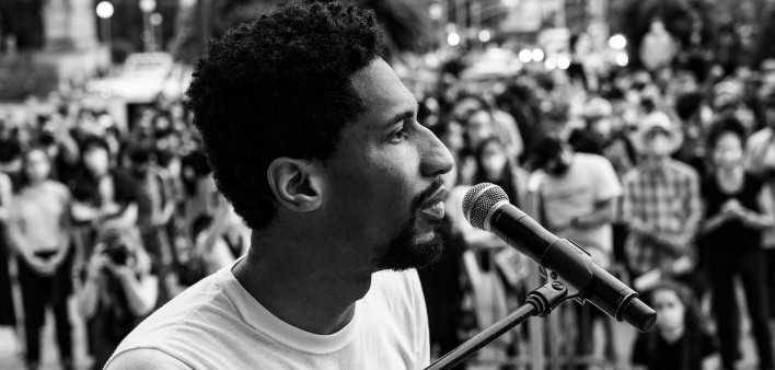 Jon Batiste performs at the 'We Are: a Voter Registration' recital during Juneteenth celebration at Brooklyn Public Library at the Grand Army Plaza