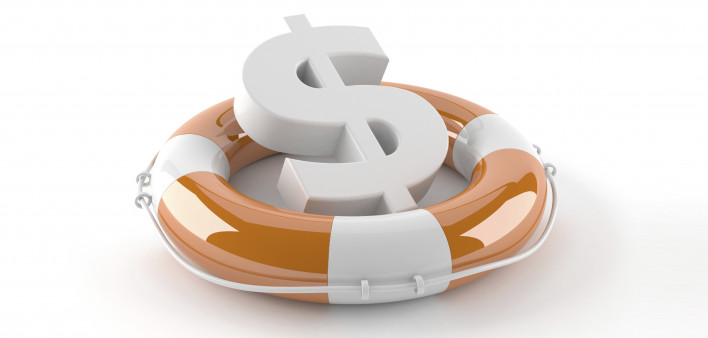 a US dollar symbol in a life preserver