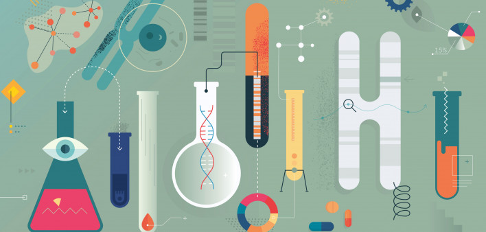 illlustration science research dna test tubes ect