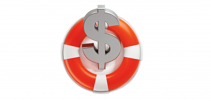 life preserver and money symbol
