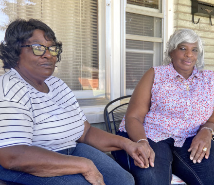 Teresa (right) and her sister Joyce (left)