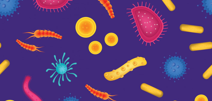colorful illustration of microbes