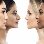 4 pretty women facing one another profiles