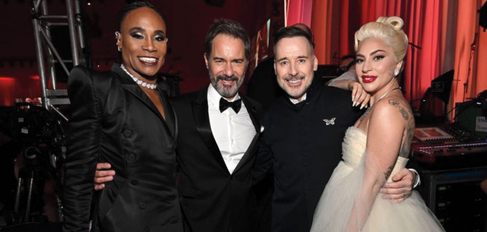 Billy Porter, Eric McCormack, David Furnish and Lady Gaga