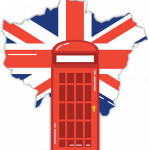 map of Britan and phone booth illustration