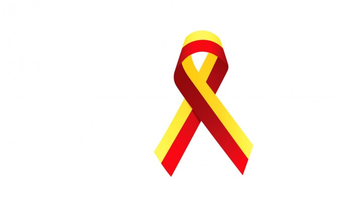 a yellow and red ribbon for HCV awareness hep c