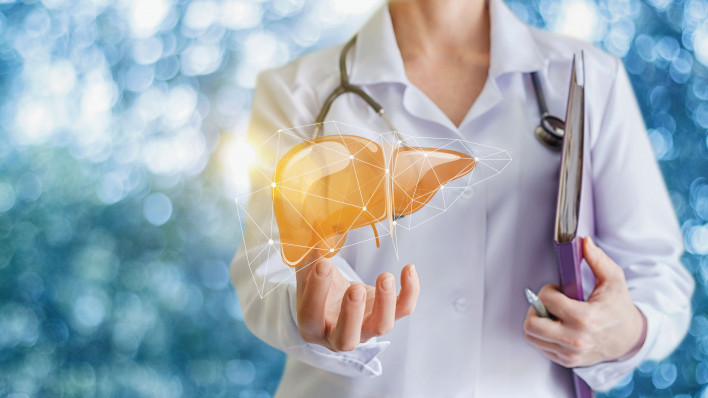 Doctor and liver illustration