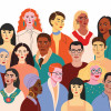 illustration of a crowd, diverse mix of people