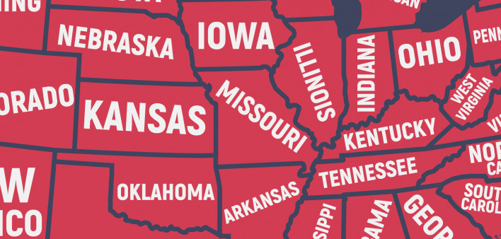 United States of America map with state names