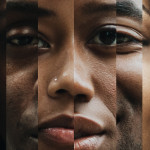 A montage blend of African American faces close up