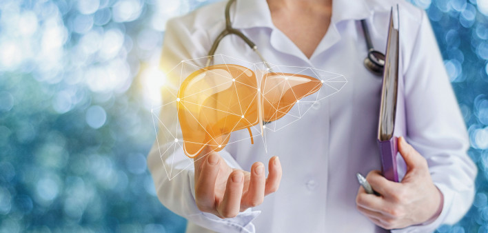 Doctor and liver illustration