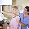 Woman gets a mammogram