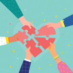 illustratin hands holding puzzle pieces of broken heart
