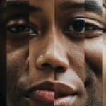 A montage blend of African American faces close up