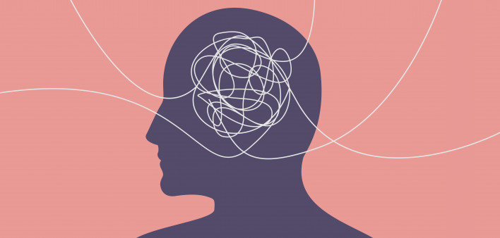 illusttration of purple head with lines squiggles in brain