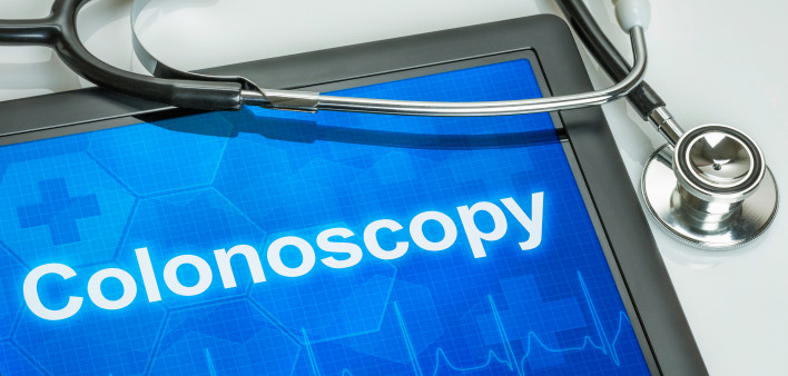 Tablet with the text Colonoscopy on the display