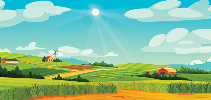 illustration rural landscape farm land