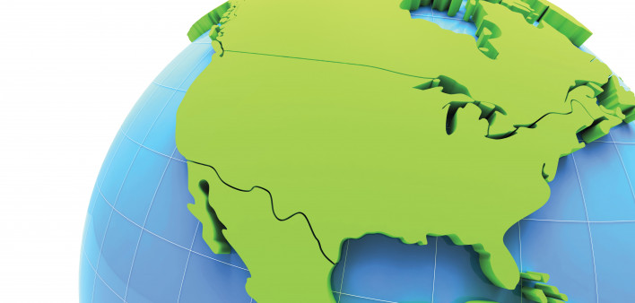globe showing North America