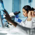 researchers working in the lab