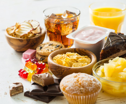 Selection of food high in sugar