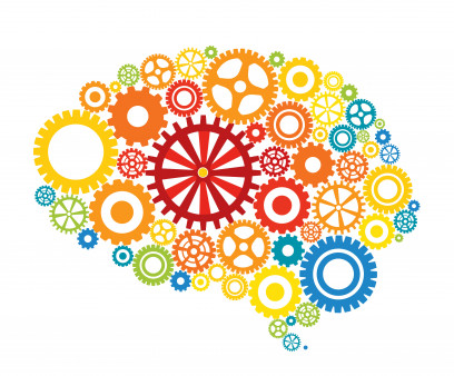 illustration of cogs shaped into brain