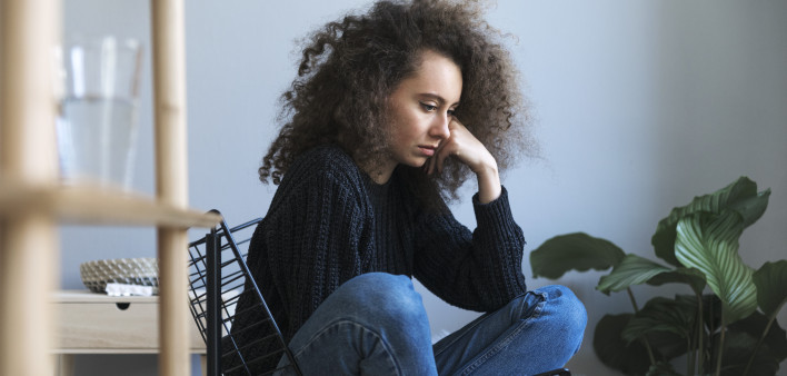 Teenager with depression. Sadness, nostlagic, depression. Problems of young people.