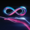 hand and infinity symbol painted in light