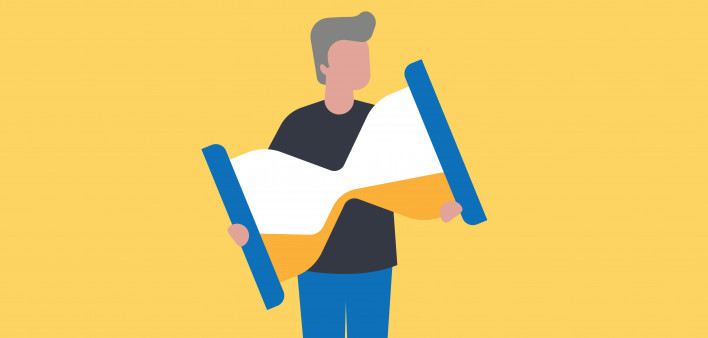 illustratoin man holding huge hourglass