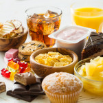 Selection of food high in sugar