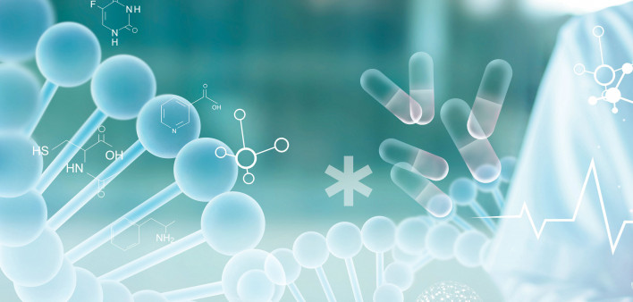 DNA Pills molecules lab illustration science research