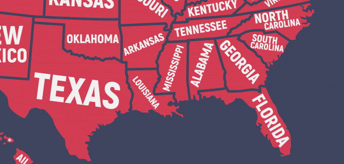 United States of America map with state names