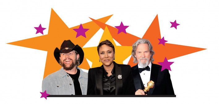From left: Toby Keith, Robin Roberts and Jeff Bridges