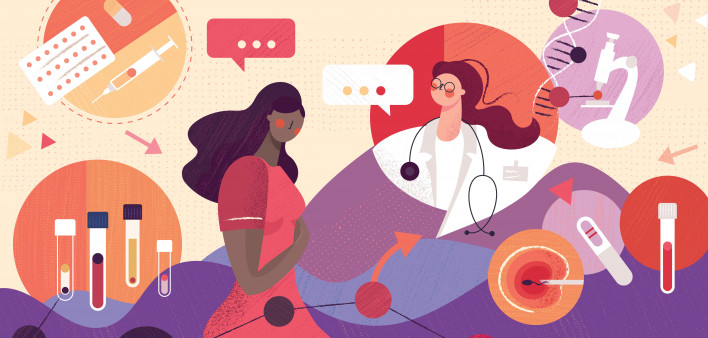 doctor and women discussing in Vitro fertilization