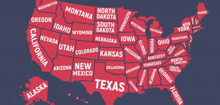 United States of America map with state names