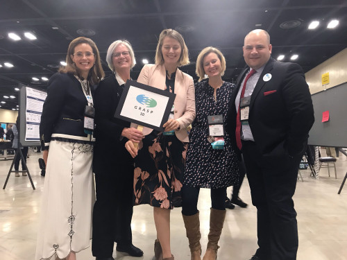 Duke University oncologist Nicole Kuderer, MD, Kelly Shanahan, Julia Maués and Christine Hodgdon at the first GRASP session in 2019