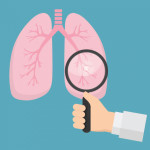 illustration magnifying glass examining lungs